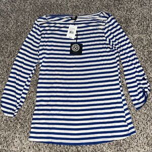 Bobeau women’s white and blue striped blouse